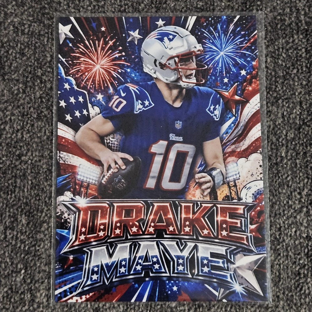 Drake Maye CUSTOM Fan-Art Made Football Card New England Patriots